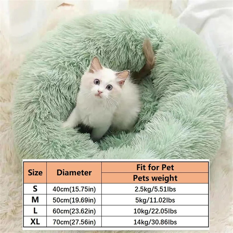 Soft Plush Donut Calming Pet Bed – Washable, Non-Slip