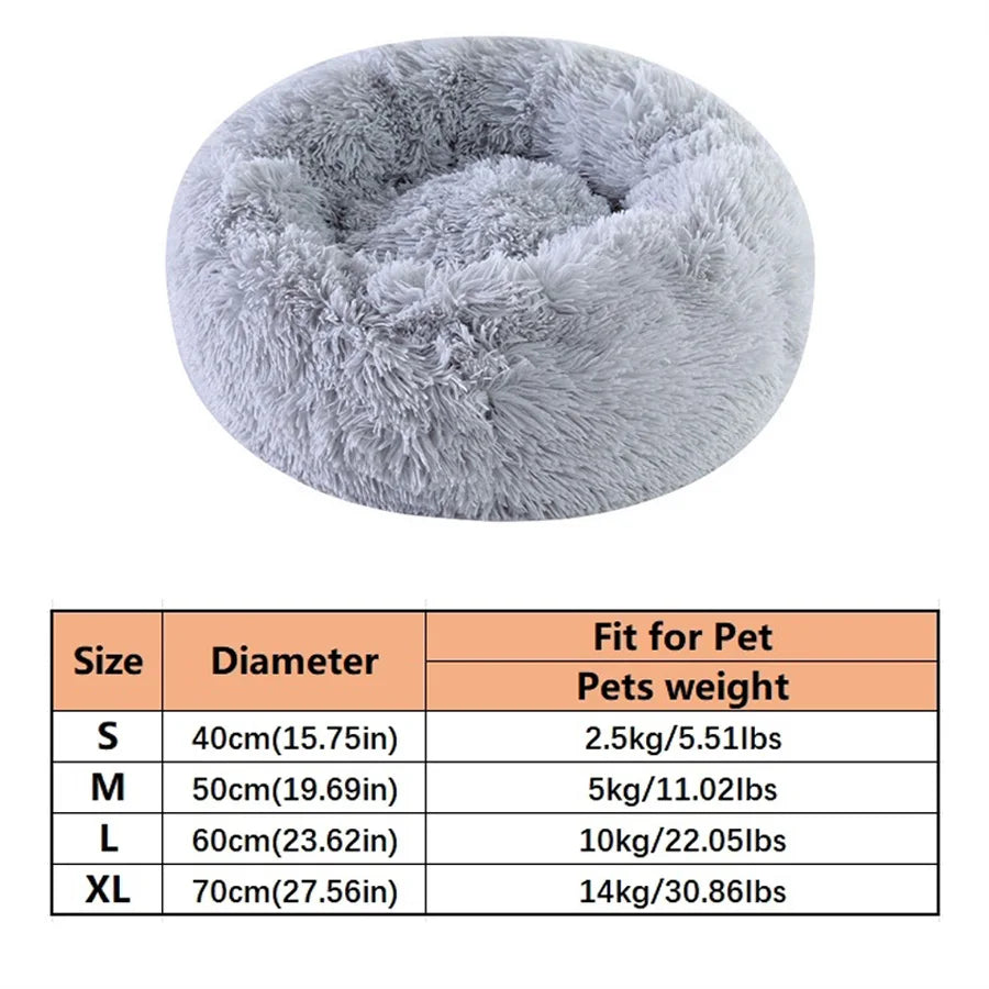 Soft Plush Donut Calming Pet Bed – Washable, Non-Slip