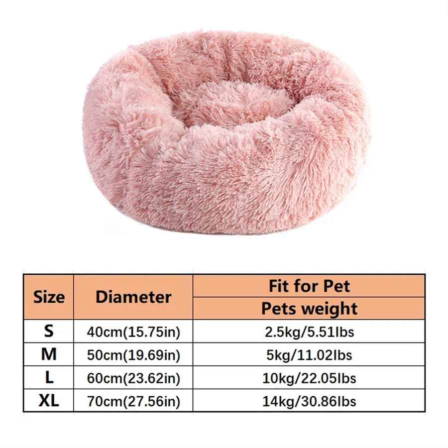 Soft Plush Donut Calming Pet Bed – Washable, Non-Slip