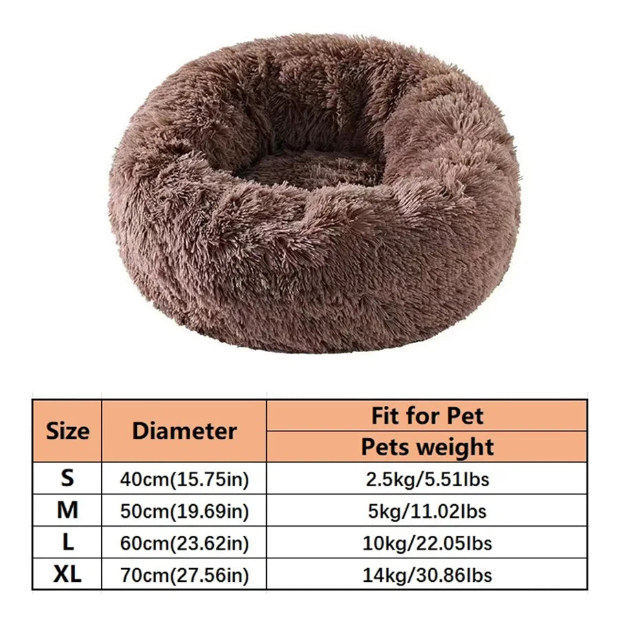 Soft Plush Donut Calming Pet Bed – Washable, Non-Slip