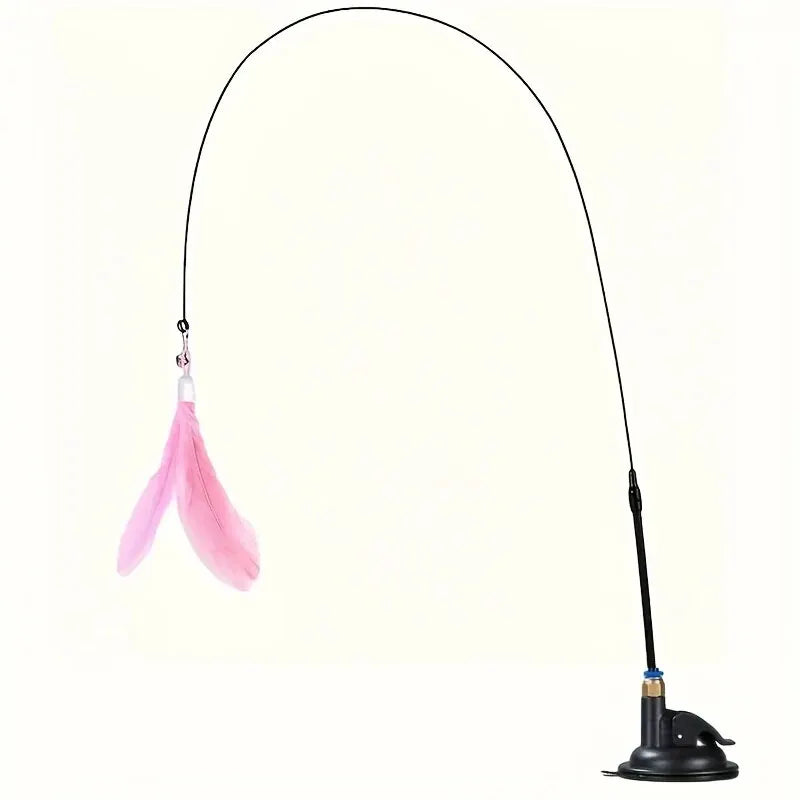 Interactive Cat Teaser Toy – Feather & Bell Wand with Suction Cup