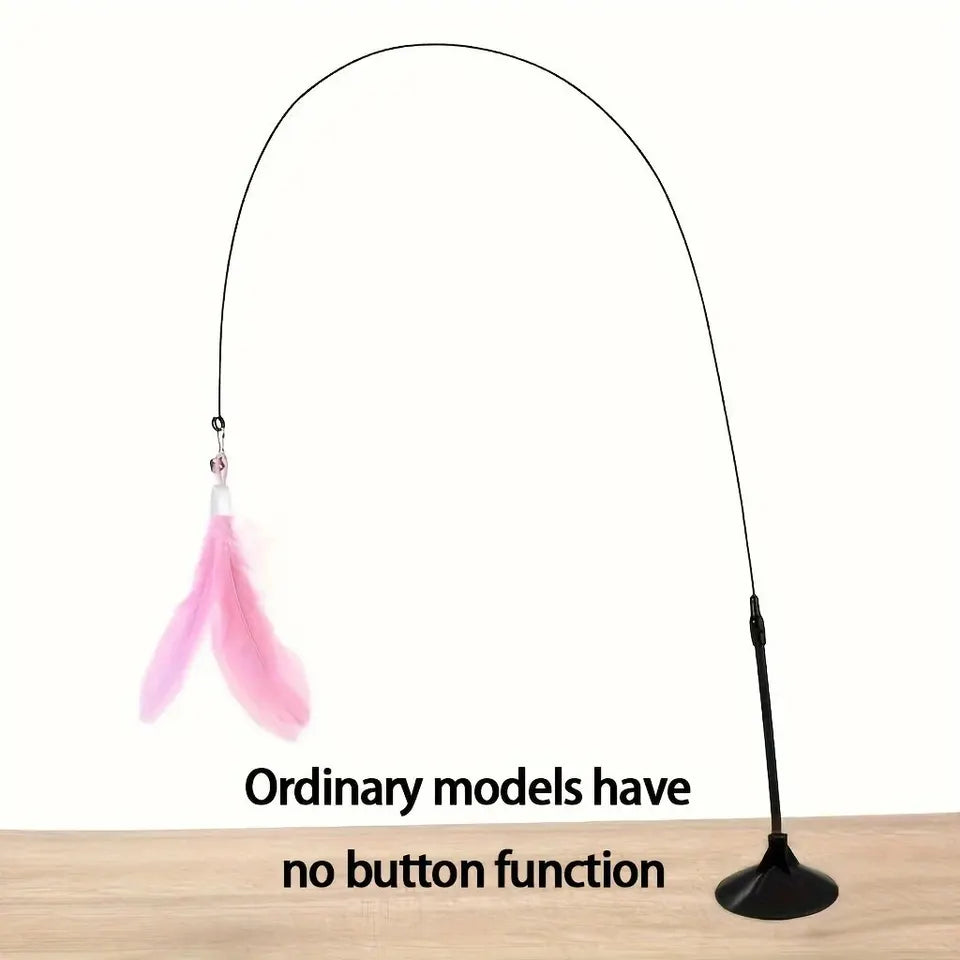 Interactive Cat Teaser Toy – Feather & Bell Wand with Suction Cup